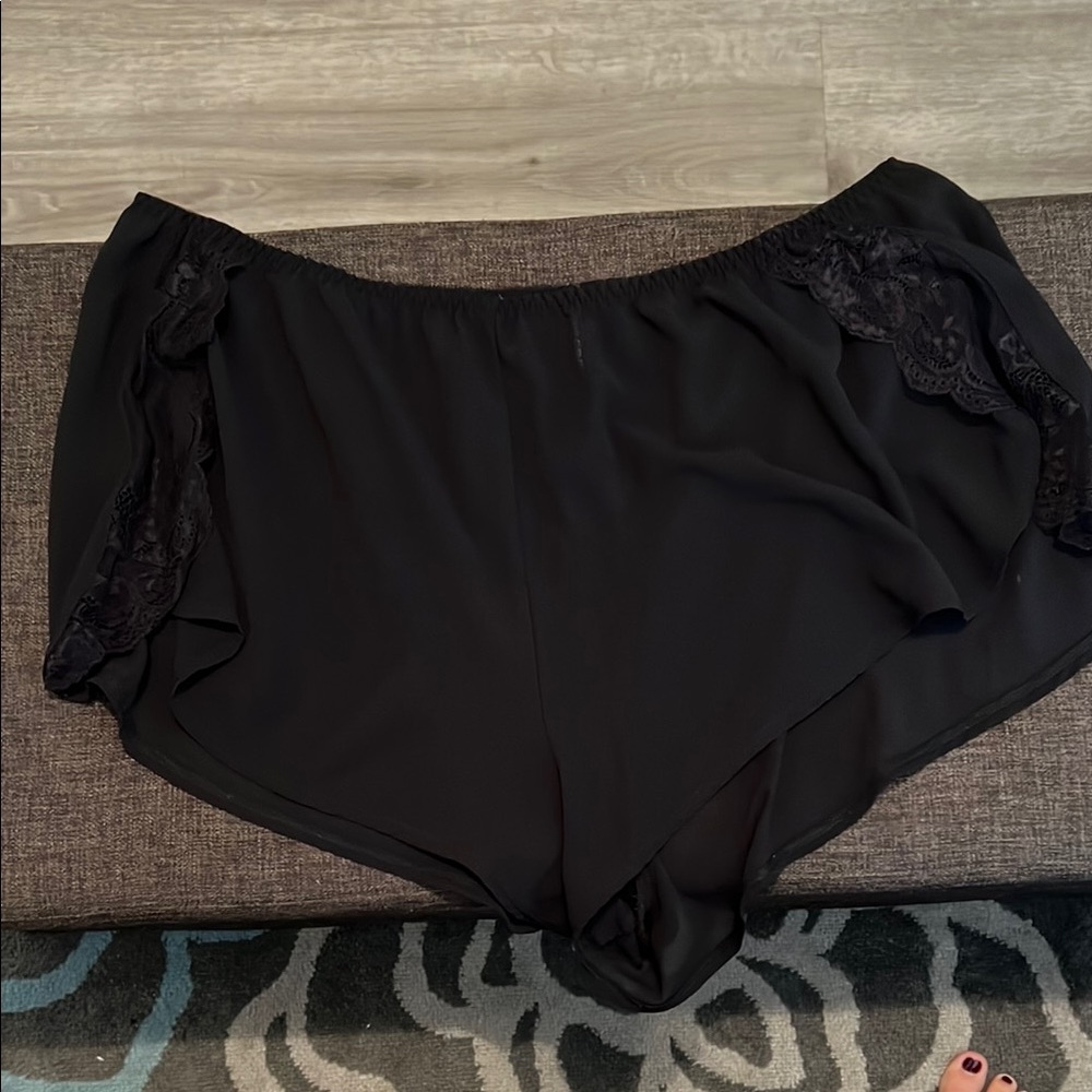 Women's Black Lace Trim Sleep Shorts